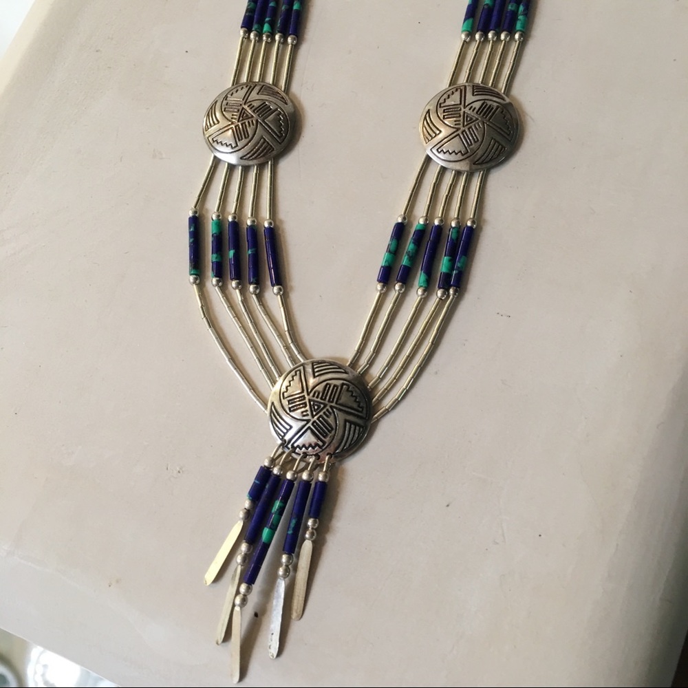 Native American silver necklace